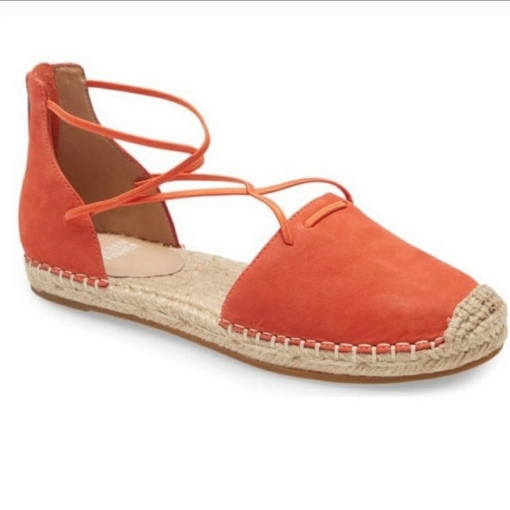 Eileen Fisher Lace Espadrille Wrap tangelo Nubuck Sandals Size 7.5